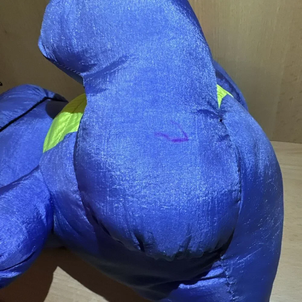 Stuffins 90’s Triceratops Nylon Plush Dinosaur Pink Blue Squeaker Parachute  Vtg